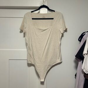 NUUDS oatmeal square neck bodysuit